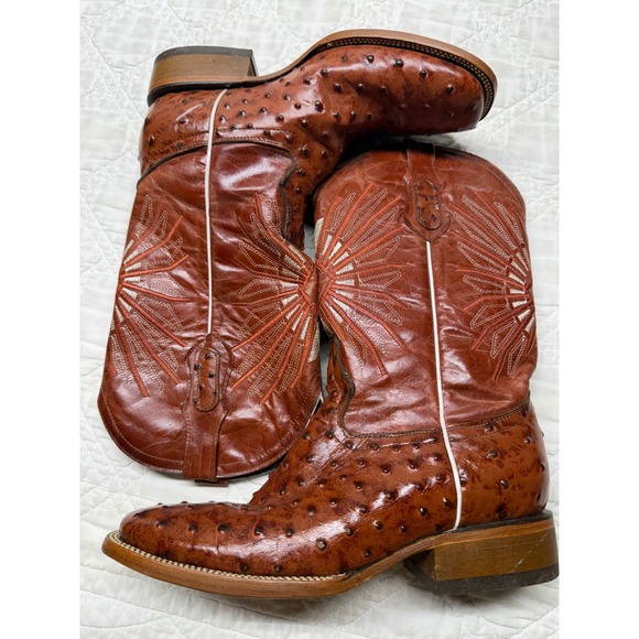 Westerly Trends Other - Westerly Trends Cowboy Boots Mens 10 Brown Ostrich Print Western Square Toe